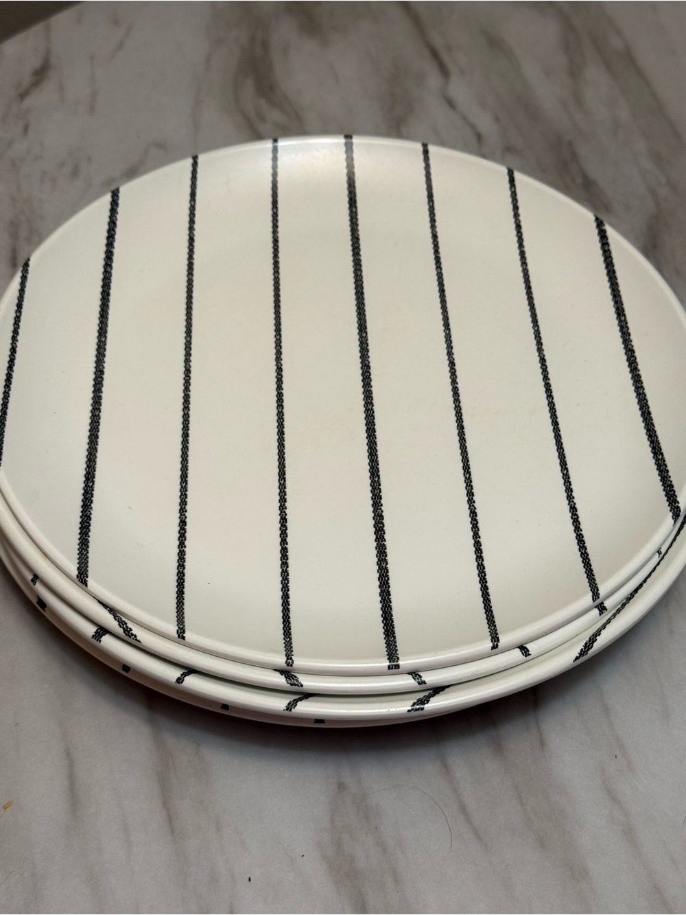 Hearth & Hand  Black & White Striped Stoneware Round Dinner Plate 10.5" set of 5
